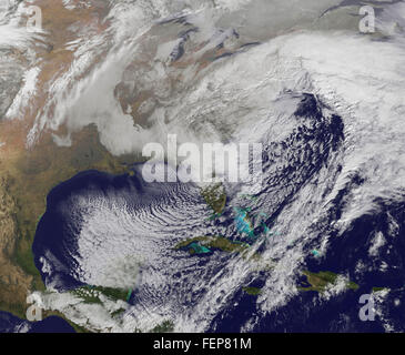 Immagine satellitare della tempesta di neve Jonas, 23 Gennaio 2016 Foto Stock