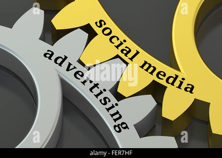 Social media advertising isolati su sfondo nero Foto Stock