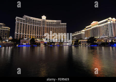 Las Vegas, Nevada, USA. 10 Febbraio, 2014. Tempo di notte vedute delle fontane al Bellagio nel febbraio 10, 2014 a Las Vegas, Nevada. © Scott A. Miller/ZUMA filo/Alamy Live News Foto Stock