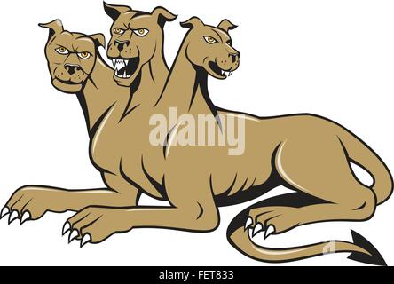 Illustrazione di cerberus, nella mitologia greca e romana, un multi-guidato in genere di tre teste di cane o hellhound con un serpente t Illustrazione Vettoriale
