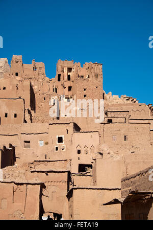 Case di Adobe, Aït Benhaddou, Ouarzazate, Souss-Massa-Drâa, Marocco Foto Stock