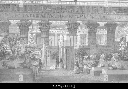 Londra Crystal Palace-Egyptian corte, Ave dei Lions 1854. Illustrated London News Foto Stock