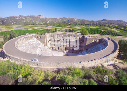 Anfiteatro romano di Aspendos, Belkiz, Antalya, Turchia Foto Stock