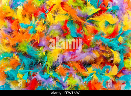 Sfondo colorato di vivida vivacemente colorato tinti morbidi le penne degli uccelli Foto Stock