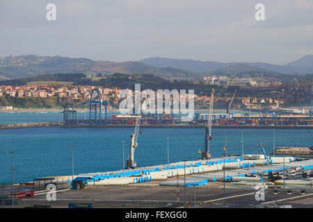 Porto di Bilbao, Abanto y Ciérvana, Santurtzi, Biscaglia, Paesi Baschi, Spagna, Europa Foto Stock