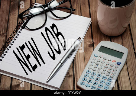 Nuovo lavoro parola su blocco note Foto Stock