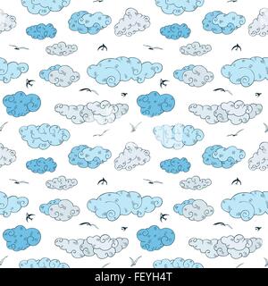 Blue Clouds, seamless pattern. Illustrazione Vettoriale