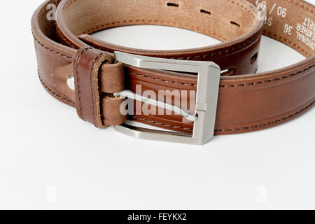 Cintura in pelle parrone isolati su sfondo bianco Foto Stock