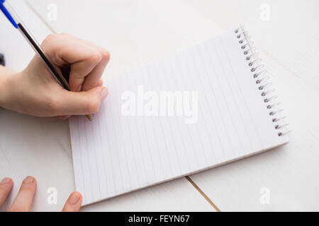 Imprenditrice iscritto su notebook Foto Stock