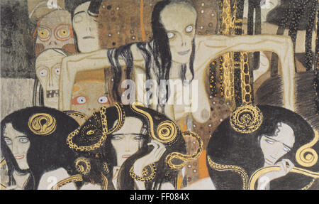 Gustav Klimt il fregio Beethoven di Gustav Klimt del fregio di Beethoven Foto Stock