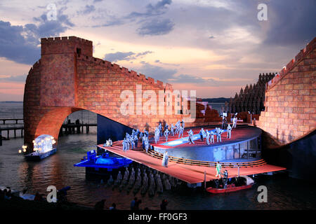 Opera Turandot sul palco galleggiante, il lago di Costanza, Bregenz, Austria Foto Stock