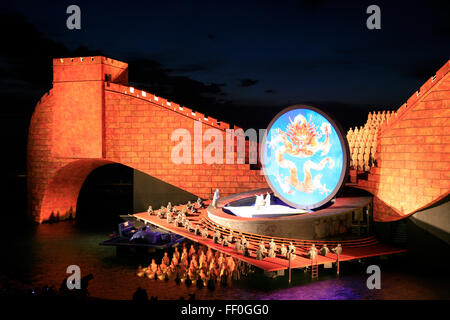 Opera Turandot sul palco galleggiante, il lago di Costanza, Bregenz, Austria Foto Stock