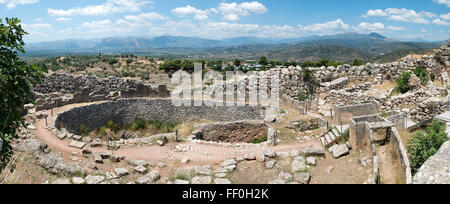 Rovine dell'antica città greca di Mycenae, Grecia Foto Stock