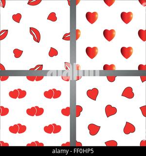 Set di quattro sfondi senza soluzione di continuità con il cuore Illustrazione Vettoriale