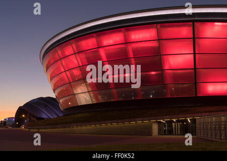 SSE Idro Concert Hall e dintorni al crepuscolo, Finnieston,Glasgow Foto Stock