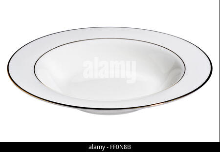 Vuoto piastra in ceramica per primi piatti isolati su sfondo bianco Foto Stock