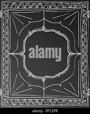 Chalk cornice dipinta su sfondo nero. Illustrazione Vettoriale. Il concetto di business con lavagna nera e copia di spazio. Illustrazione Vettoriale