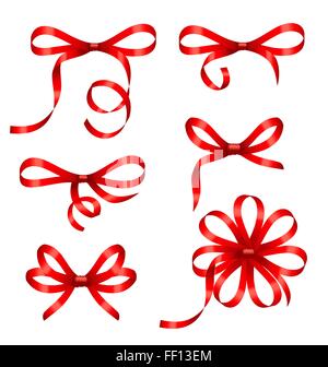 Collezione regalo rossa archi isolato Illustrazione Vettoriale