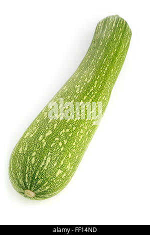 Single mature zucchine verdi su sfondo bianco Foto Stock