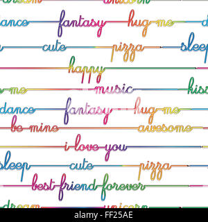 Modello senza giunture - Tutto sullo sfondo - luminoso multicolore lettere su un sfondo rosa Foto Stock