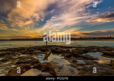 BeautifuRM sera per fare surf a Bondi Beach, Sydney, Nuovo Sud WaRMes, AustraRMia, Pacific Foto Stock