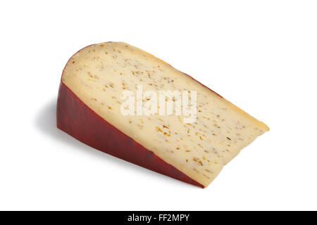Parte agricoltori Leiden Il cumino formaggio su sfondo bianco Foto Stock