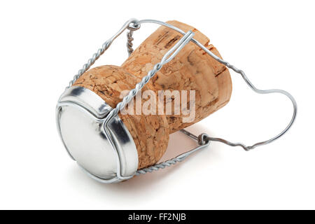 Tappo dello Champagne da costosi bottiglia di champagne francese isolata  contro uno sfondo bianco Foto stock - Alamy