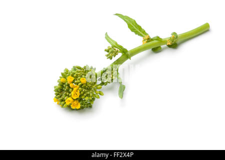 Pezzo fresco di broccolini su sfondo bianco Foto Stock