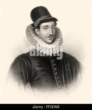 Sir Fulke Greville, primo Baron Brooke, de jure xiii Barone Latimer e quinta Barone Willoughby de rotto, 1554-1628, un po Elizabethan Foto Stock