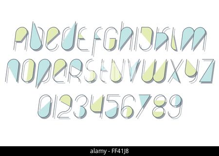 Set di elegante, isolato alfabeto lettere e numeri. vettore contemporaneo, font italic type design moderno di raccolta di caratteri Illustrazione Vettoriale