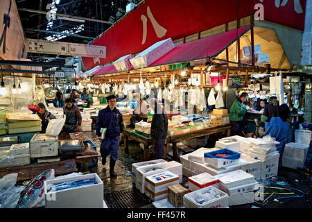 Giappone, isola di Honshu, Kanto, Tokyo, del mercato Tsukiji Foto Stock