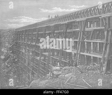 WYOMING Union Pacific railway Dale Creek Bridge 1869. Illustrated London News Foto Stock