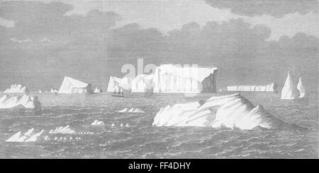 Le navi HMS Himalaya tra gli iceberg, South Pacific 1864. Illustrated London News Foto Stock