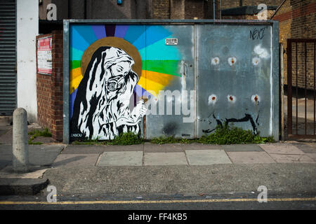 Street Art di Finsbury Park, a nord di Londra, Regno Unito Foto Stock