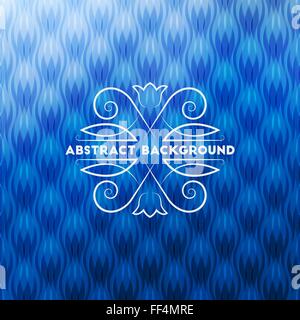 Abstract blu sfondo geometrico con eleganti calligrafica cornice floreale per il vostro design Illustrazione Vettoriale