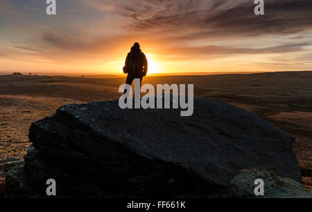 Goldsborough, Baldersdale, Teesdale, County Durham, Regno Unito. Giovedì 11 febbraio 2016, UK Meteo. È stato un colorato se piuttosto freddo e gelido di iniziare la giornata sul Nord Pennine Moors a Goldsborough in Baldersdale. Credito: David Forster/Alamy Live News Foto Stock