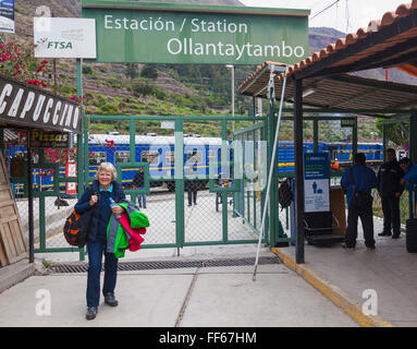 Stazione di Ollantaytambo, Perù Foto Stock