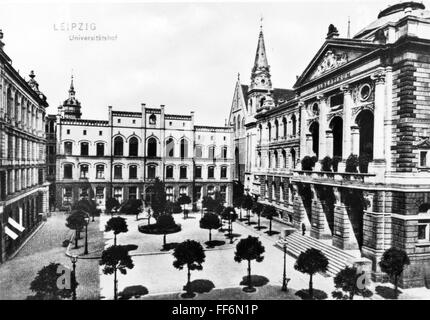 Geografia / viaggio, Germania, Lipsia, edifici, università, vista esterna, cortile dell'università, cartolina fotografica, circa 1900, diritti aggiuntivi-clearences-non disponibile Foto Stock