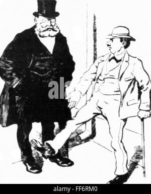 Medicina, caricatura, 'Allerdings' (tuttavia), disegno di Josef Benedikt Engl (1867 - 1907), su: 'Simplicissimus', 11° volume, numero 36, Monaco di Baviera, 3.12.1906, diritti aggiuntivi-clearences-non disponibile Foto Stock