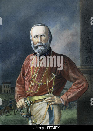 GIUSEPPE GARIBALDI /n(1807-1882.) Italiano nazionalista e leader militari. Incisione in acciaio, americano, 1869. Foto Stock