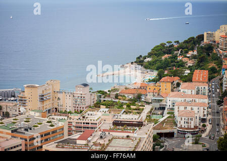 Monaco Montecarlo principato vista aerea cityscape con grattacieli, COSTA, COSTA AZZURRA. In Francia, in Europa. Foto Stock