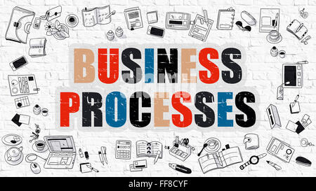 I processi di business in multicolore. Doodle Design. Foto Stock