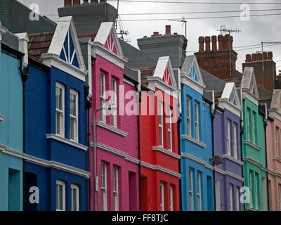 Le case colorate di Blaker Street a Brighton Foto Stock