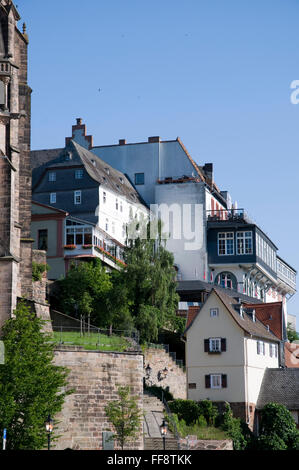 Altstadt, Marburg, Assia, Deutschland | città vecchia, fiume Lahn, Marburg, Hesse, Germania Foto Stock