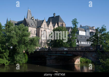 Alte Universität, Untertstadt an der Lahn, Marburg, Assia, Deutschland | Università Vecchia, Centro Storico, Fiume Lahn, Marburg, Hesse, Foto Stock