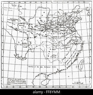 Una mappa della Cina sotto la dinastia Hsia, 2205 BC. Foto Stock