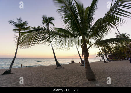 Playa Dominicus, tramonto, Bayahibe Repubblica Dominicana Foto Stock