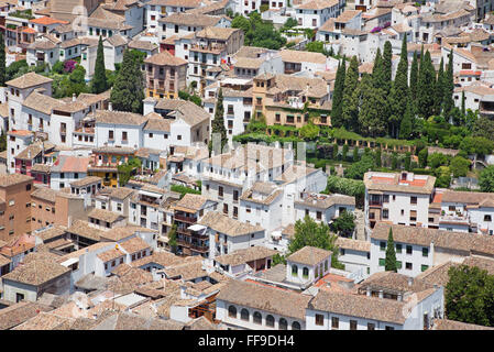 Spagna Granada - il look per il quartiere Albayzin da Alhambra fortezza. Foto Stock