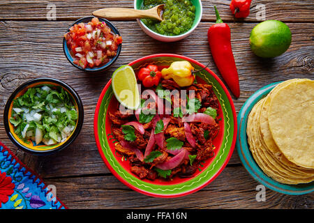 Cochinita Pibil platillo messicano cibo con cipolla rossa e coriandolo Foto Stock