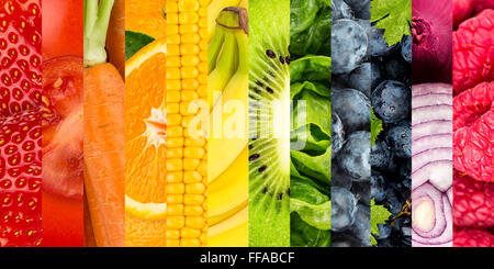 Collage di colorati di frutta e verdura Foto Stock